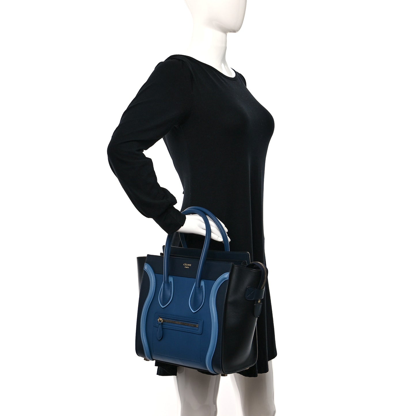 Smooth Calfskin Micro Tri-Color Luggage Deep Sea