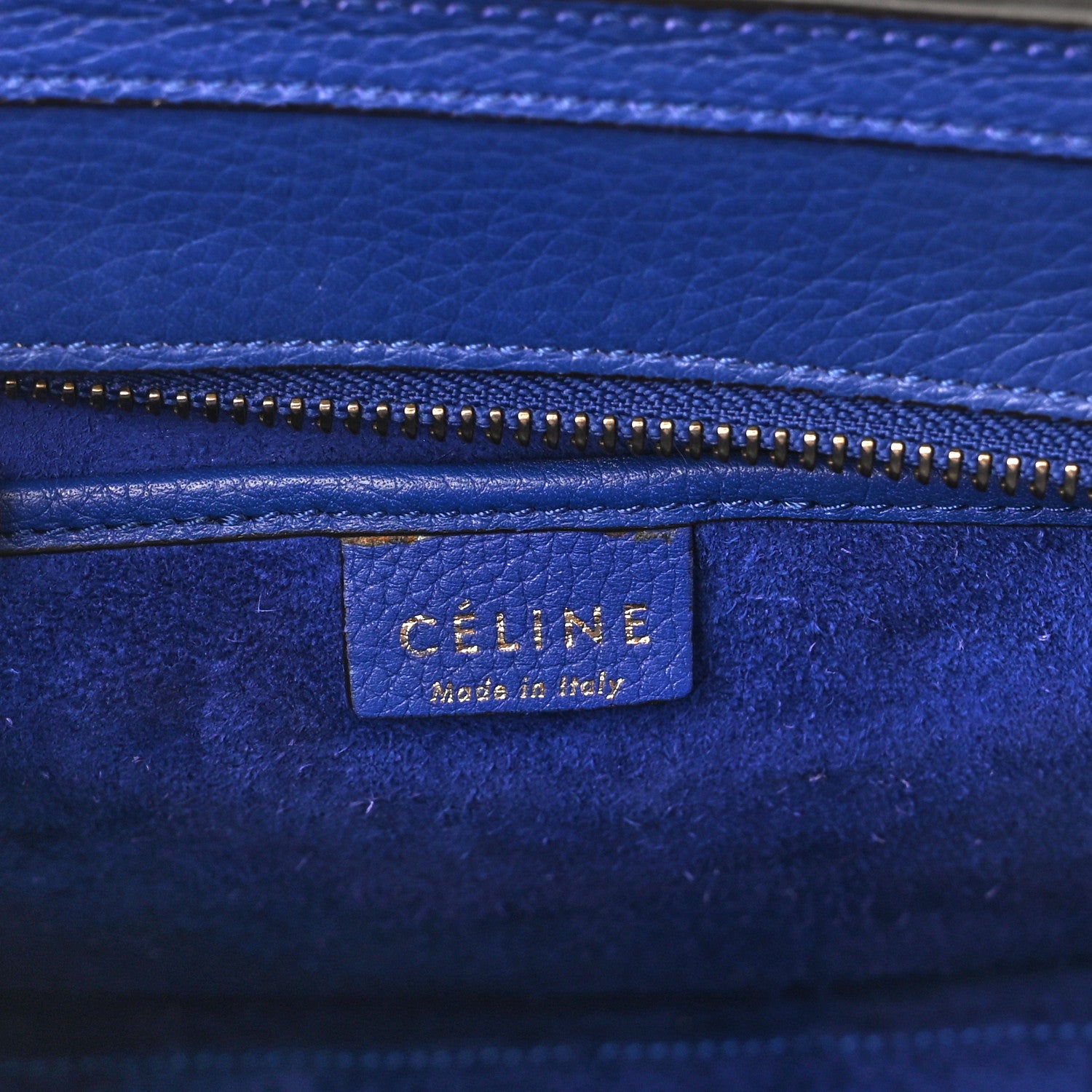 Celine Drummed Calfskin Nano Luggage Indigo 6 of 9