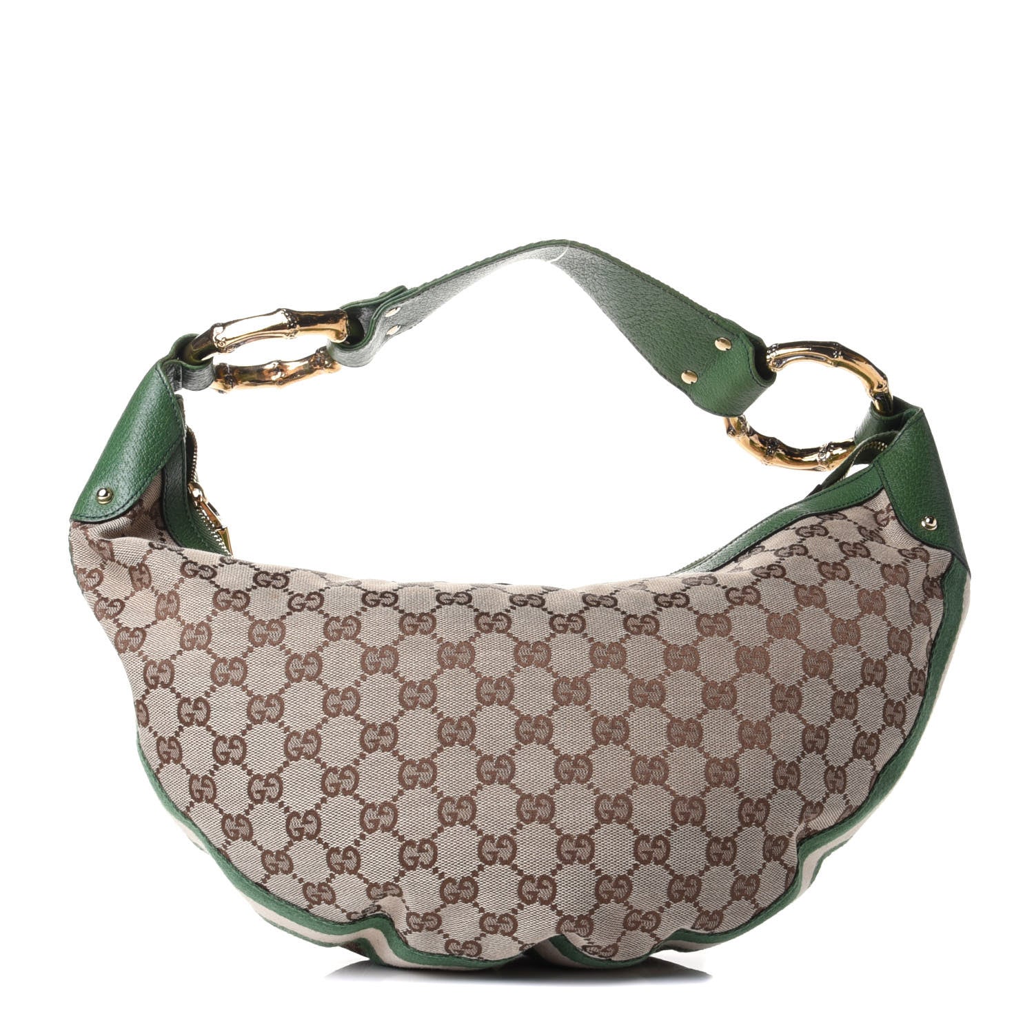 Gucci Monogram Web Bamboo Ring Hobo Green 1 of 4