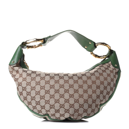 Gucci Monogram Web Bamboo Ring Hobo Green 1 of 4