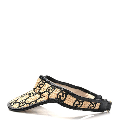 Gucci Raffia Elaphe GG Monogram Embroidered Afraa Visor M Ivory Black 4 of 7