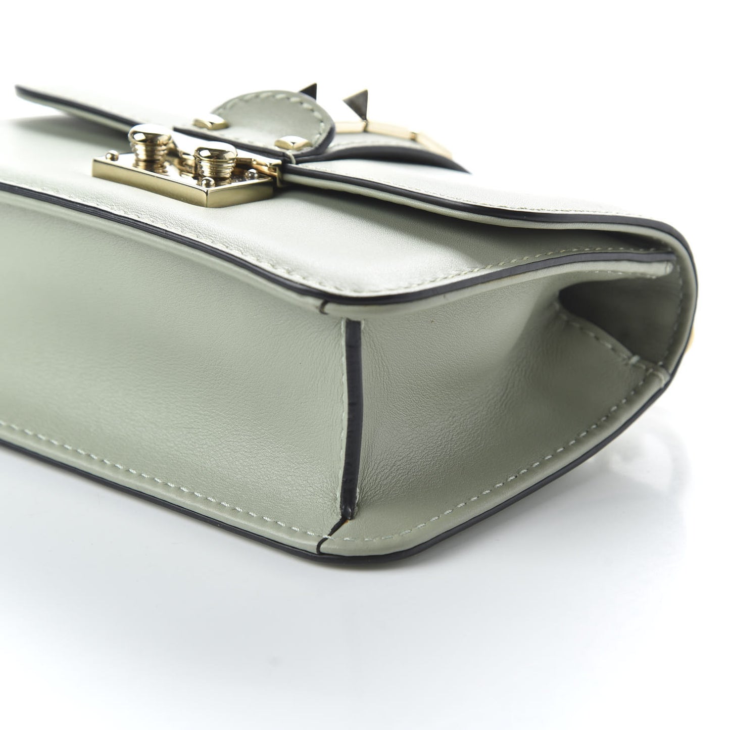 Vitello Mini Glam Lock Rockstud Flap Water Green