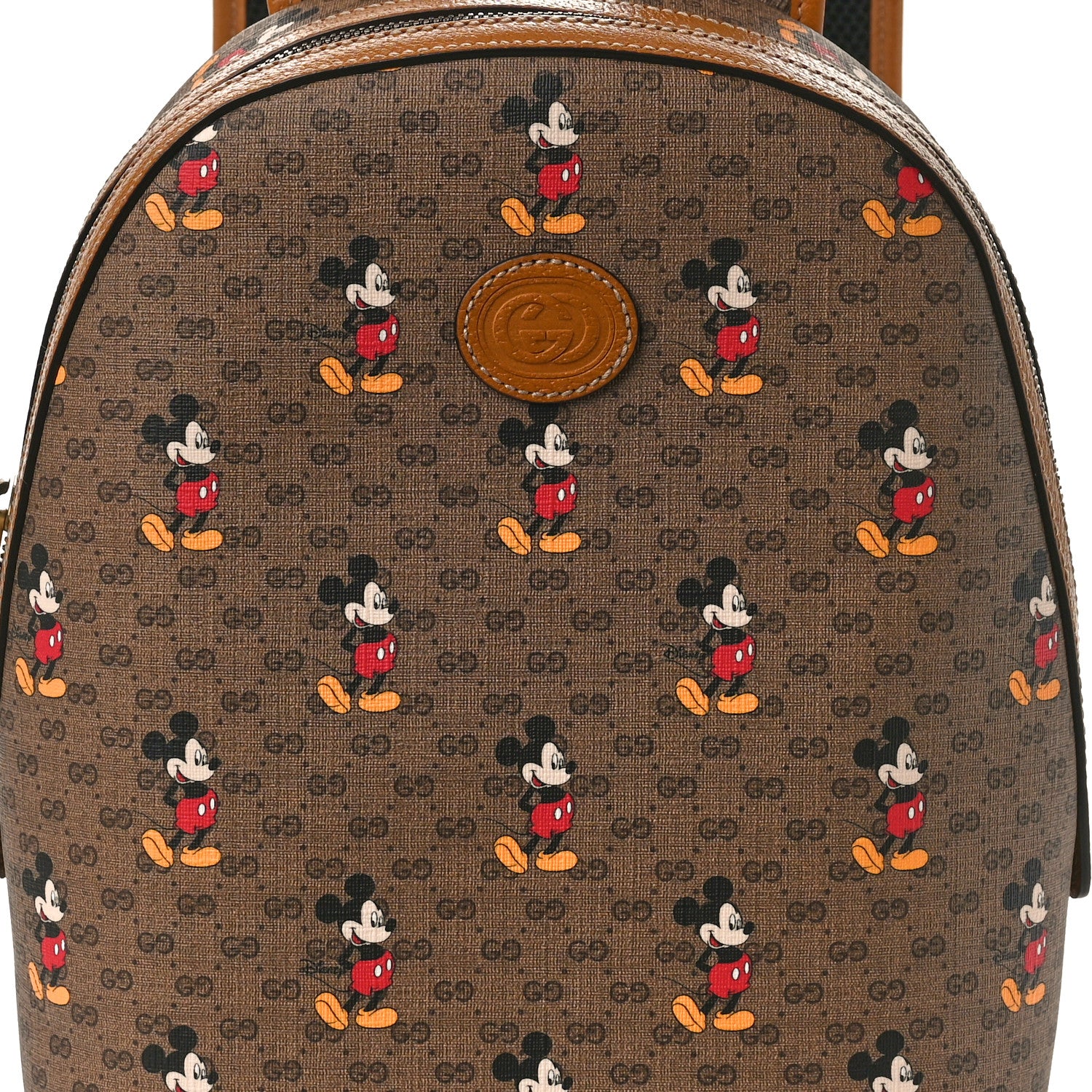 Gucci X DISNEY Mini Vintage GG Supreme Monogram Mickey Mouse Small Dome Backpack Beige Vintage Sun Oil 8 of 10