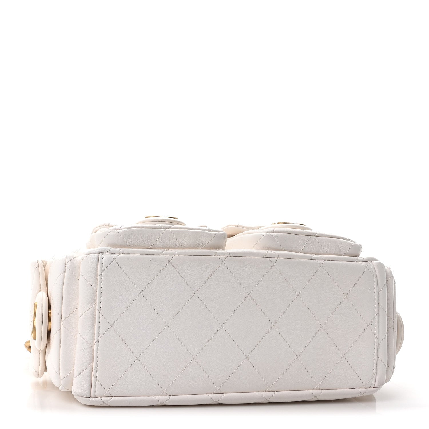 Chanel Shiny Lambskin Quilted Trendy Pockets Hobo White 4 of 10
