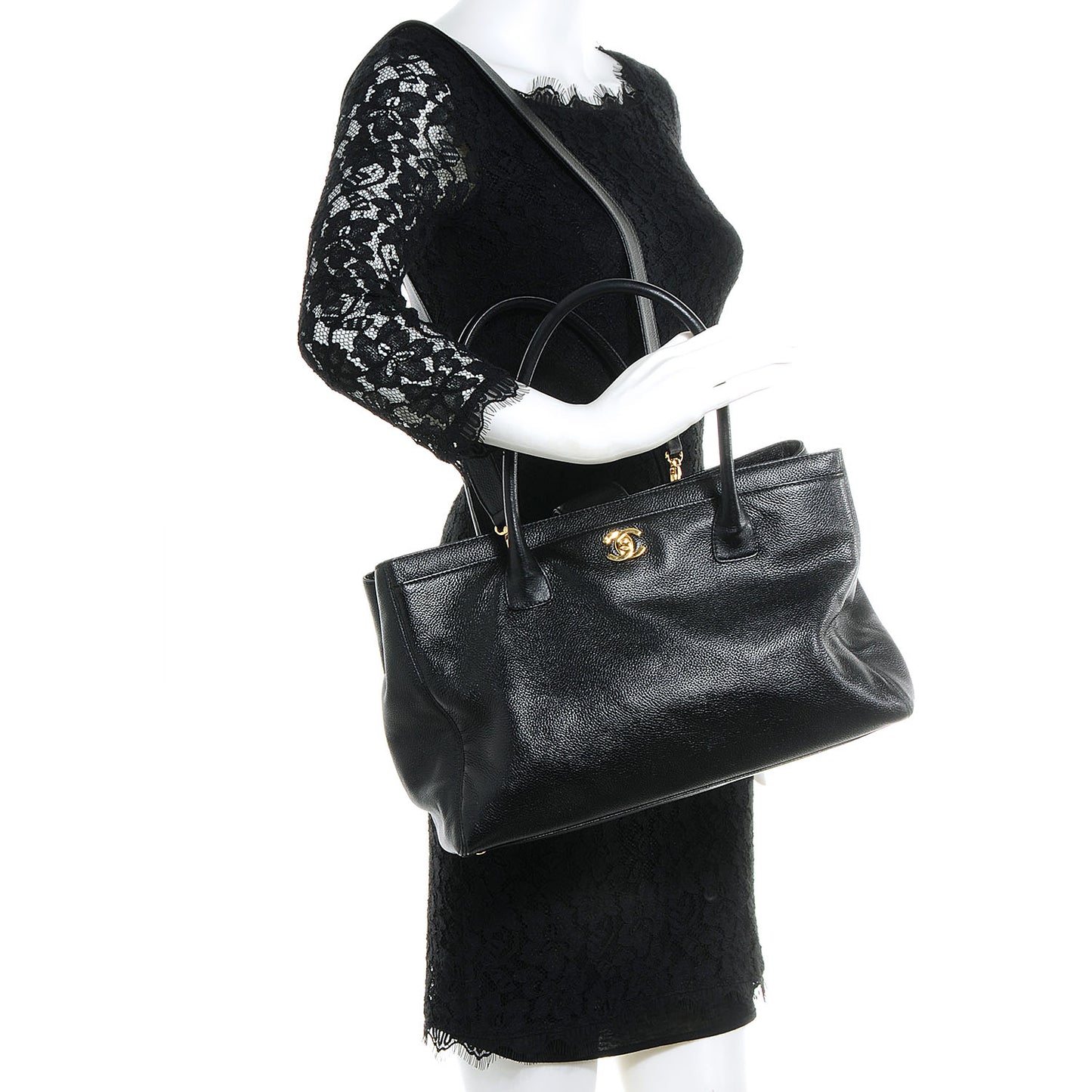 Calfskin Cerf Shopper Tote Black