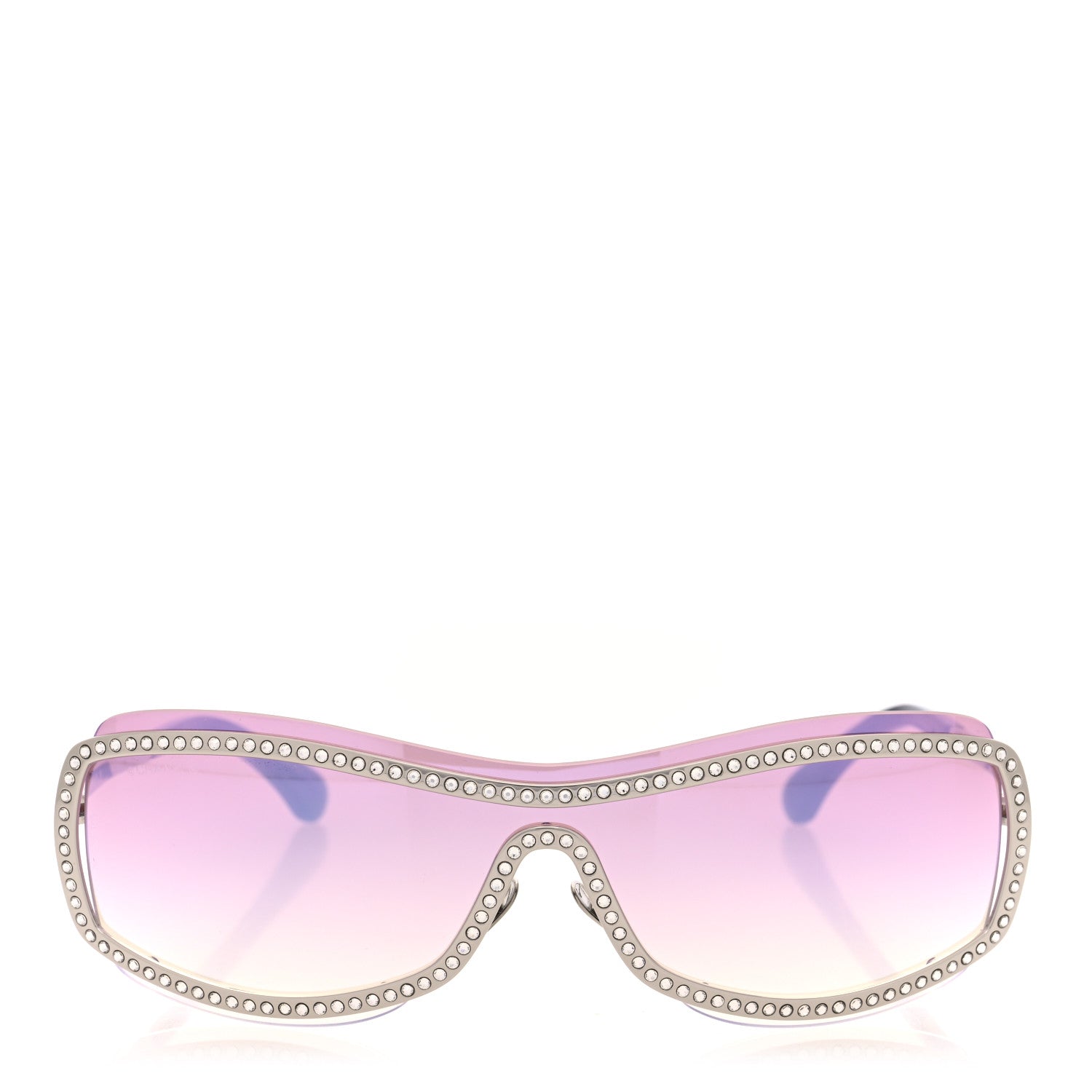 Chanel Nylon Crystal Mirrored CC Shield Sunglasses 9563-B Pink 2 of 7