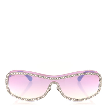 Chanel Nylon Crystal Mirrored CC Shield Sunglasses 9563-B Pink 2 of 7