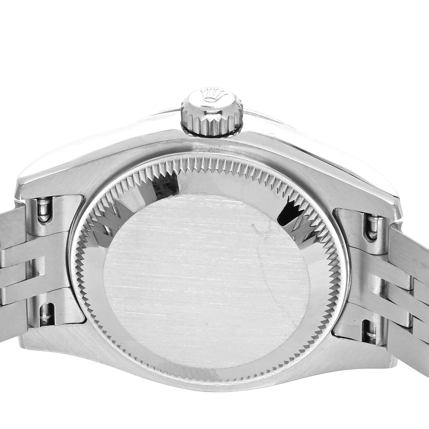 Rolex Stainless Steel 18K White Gold Black Mother of Pearl 26mm Oyster Perpetual Datejust Watch Roman 179174 4 of 5