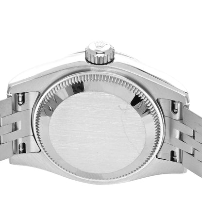Rolex Stainless Steel 18K White Gold Black Mother of Pearl 26mm Oyster Perpetual Datejust Watch Roman 179174 4 of 5