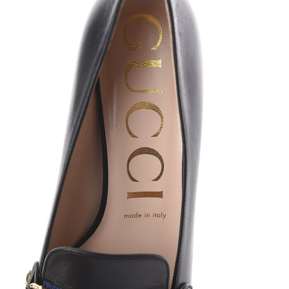 Gucci Malaga Kid Sylvie Web Chain Mid Heel Loafers 38 Black 6 of 7