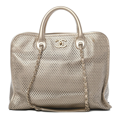 Chanel Metallic Calfskin Perforated Up In The Air Tote Gold 1 of 12
