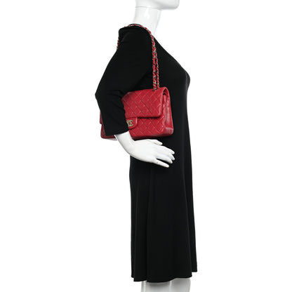 Chanel Lambskin Quilted Medium Double Flap Dark Pink 2 of 10