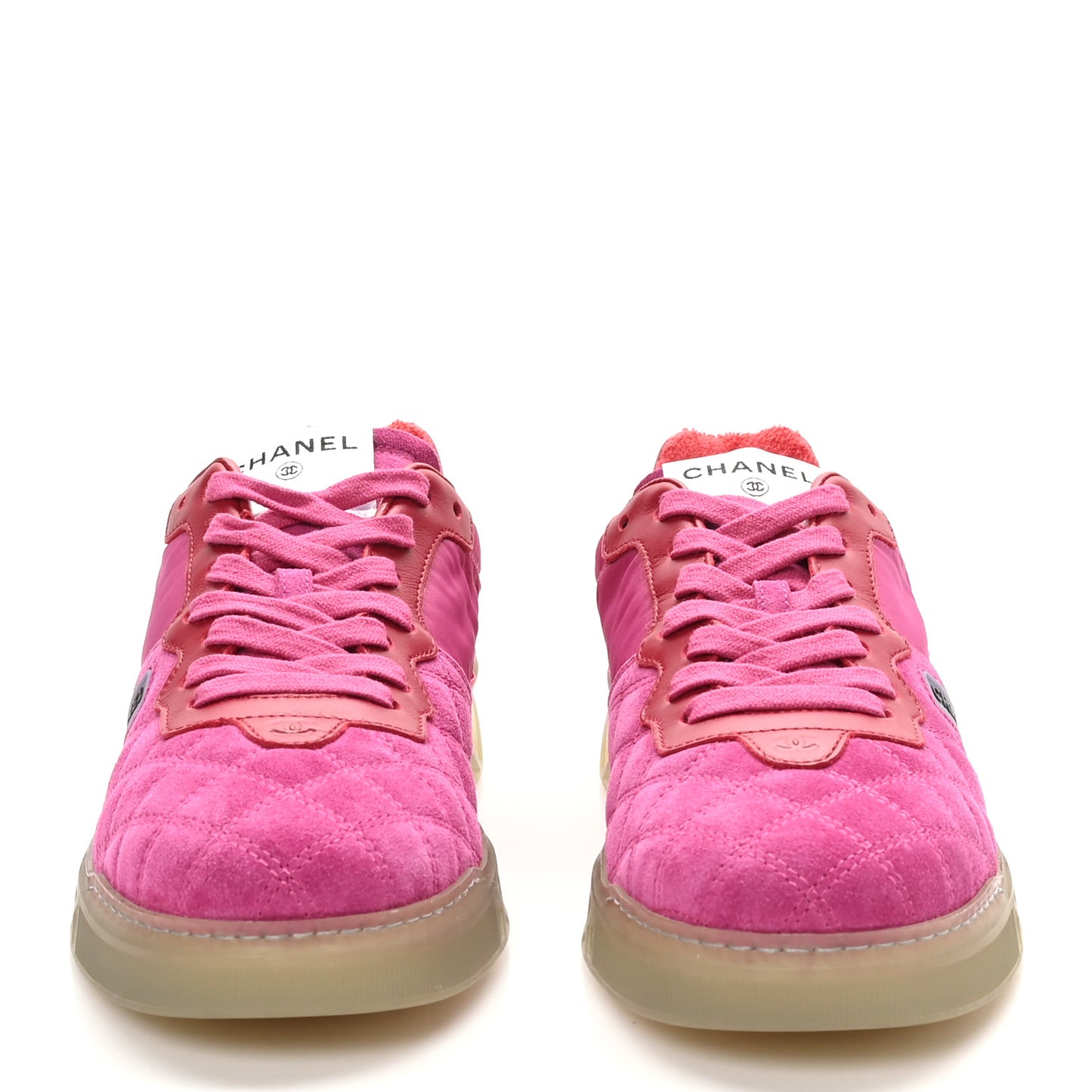 Suede Calfskin Quilted Sneakers 40.5 Pink