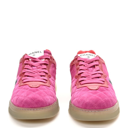 Chanel Suede Calfskin Quilted Sneakers 40.5 Pink 3 of 9