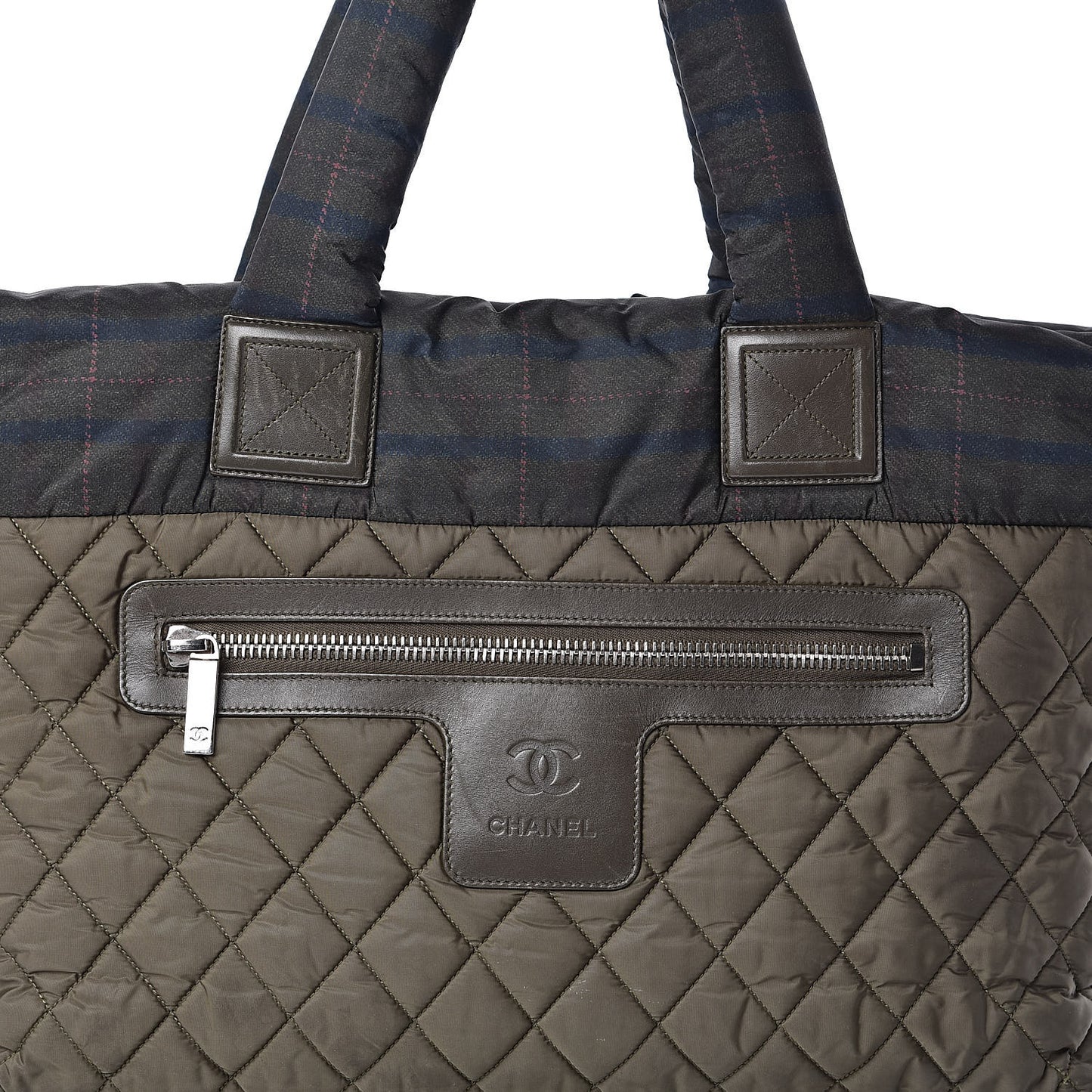 Nylon Quilted Large Coco Cocoon Tote Khaki