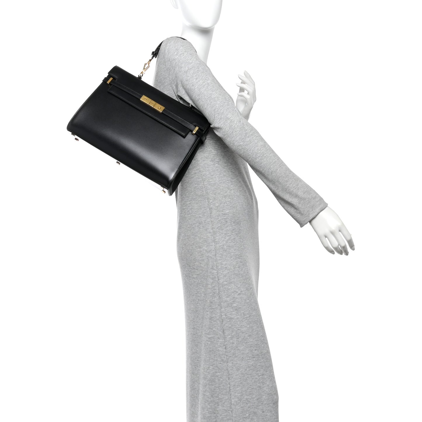 Smooth Calfskin Manhattan Top Handle Black