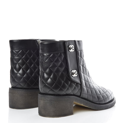 Chanel Lambskin Quilted Short Boots 41 Black 4 of 8