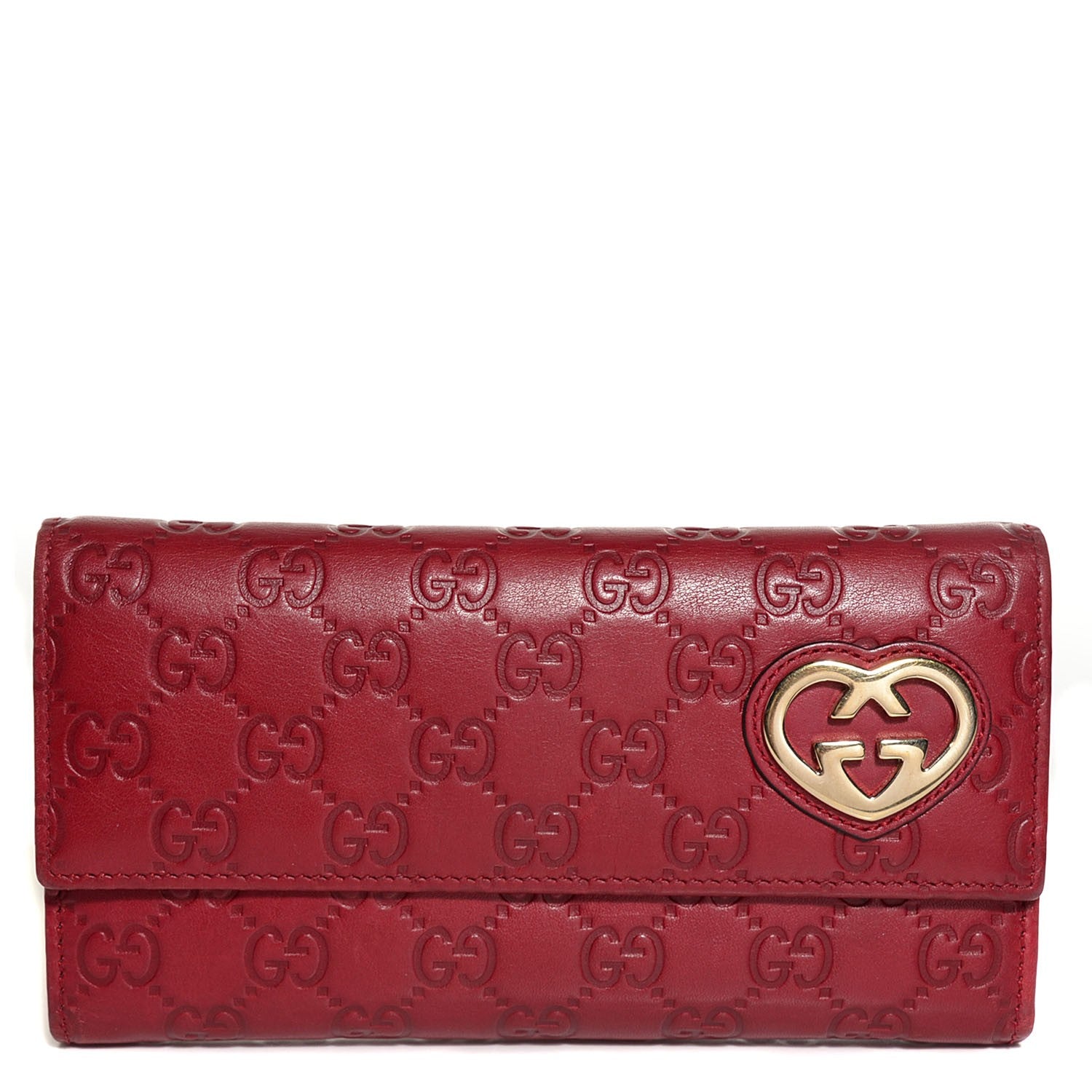 Gucci Guccissima Lovely Heart Continental Wallet Red 1 of 7