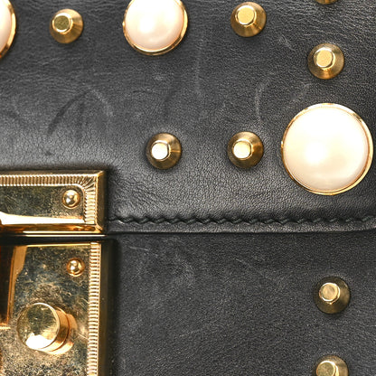 Gucci Calfskin Studded Small Padlock Shoulder Bag Black 10 of 14