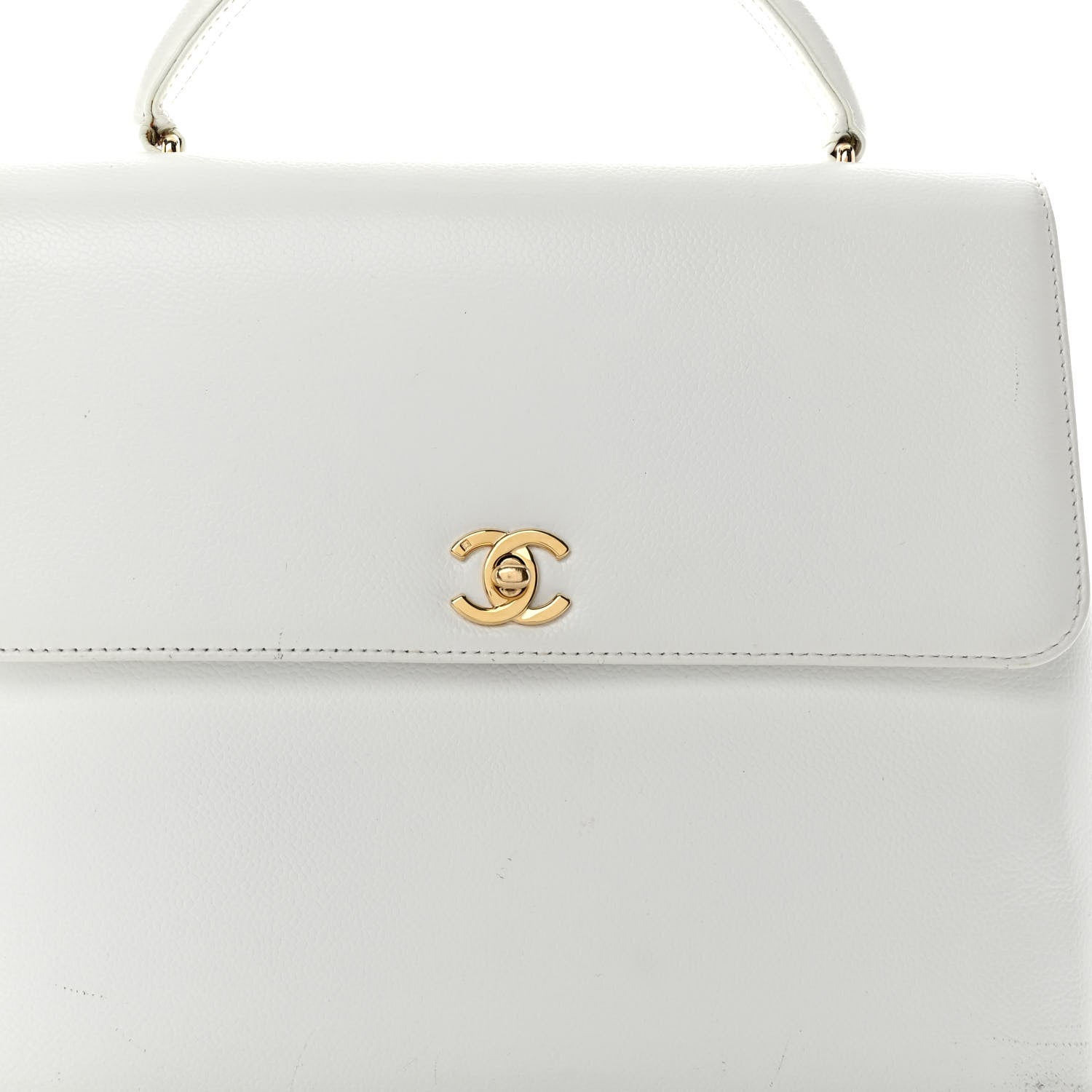 Chanel Caviar Jumbo Kelly Flap White 8 of 13