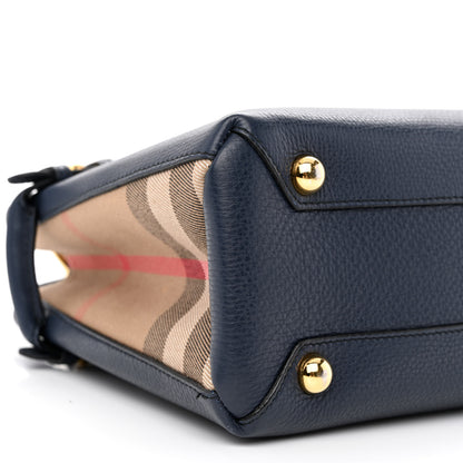 Burberry Grainy Calfskin House Check Small Banner Tote Ink Blue 9 of 12