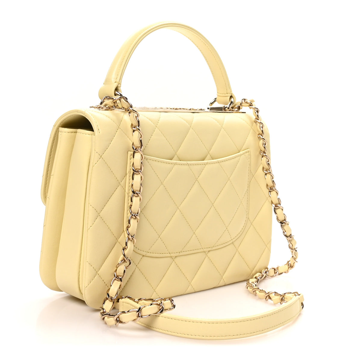 Lambskin Quilted Small Trendy Chain CC Dual Handle Flap Bag Yellow