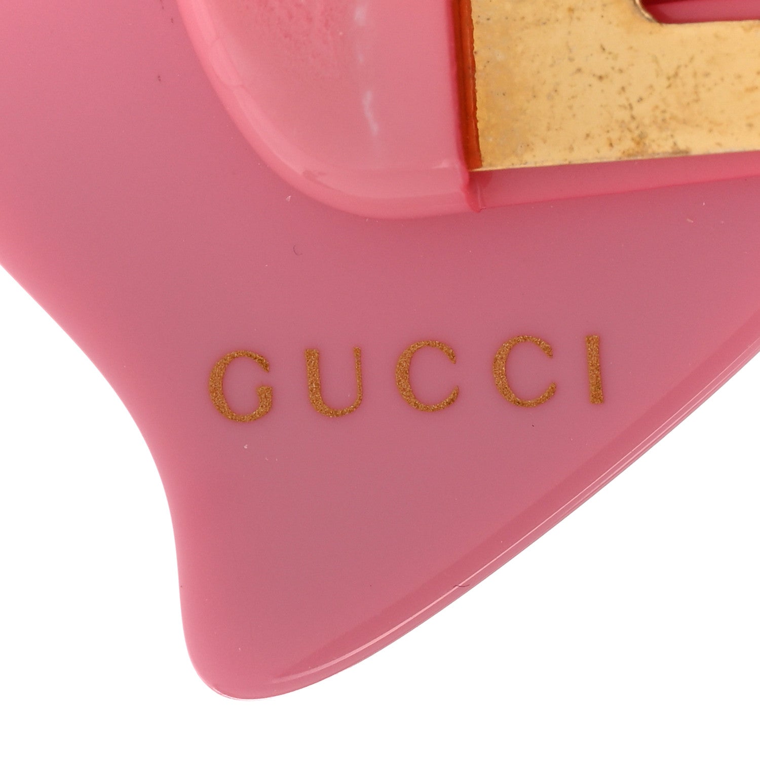 Gucci Resin Crystal Heart Hair Barrette Pink 3 of 5