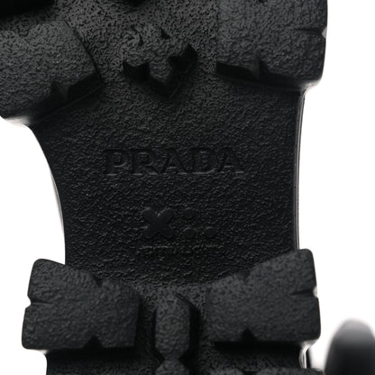 Prada Spazzolato Rois Re-Nylon Metal Triangle Logo Monolith Pouch Pocket 55mm Tall Boots 35 Black 6 of 7