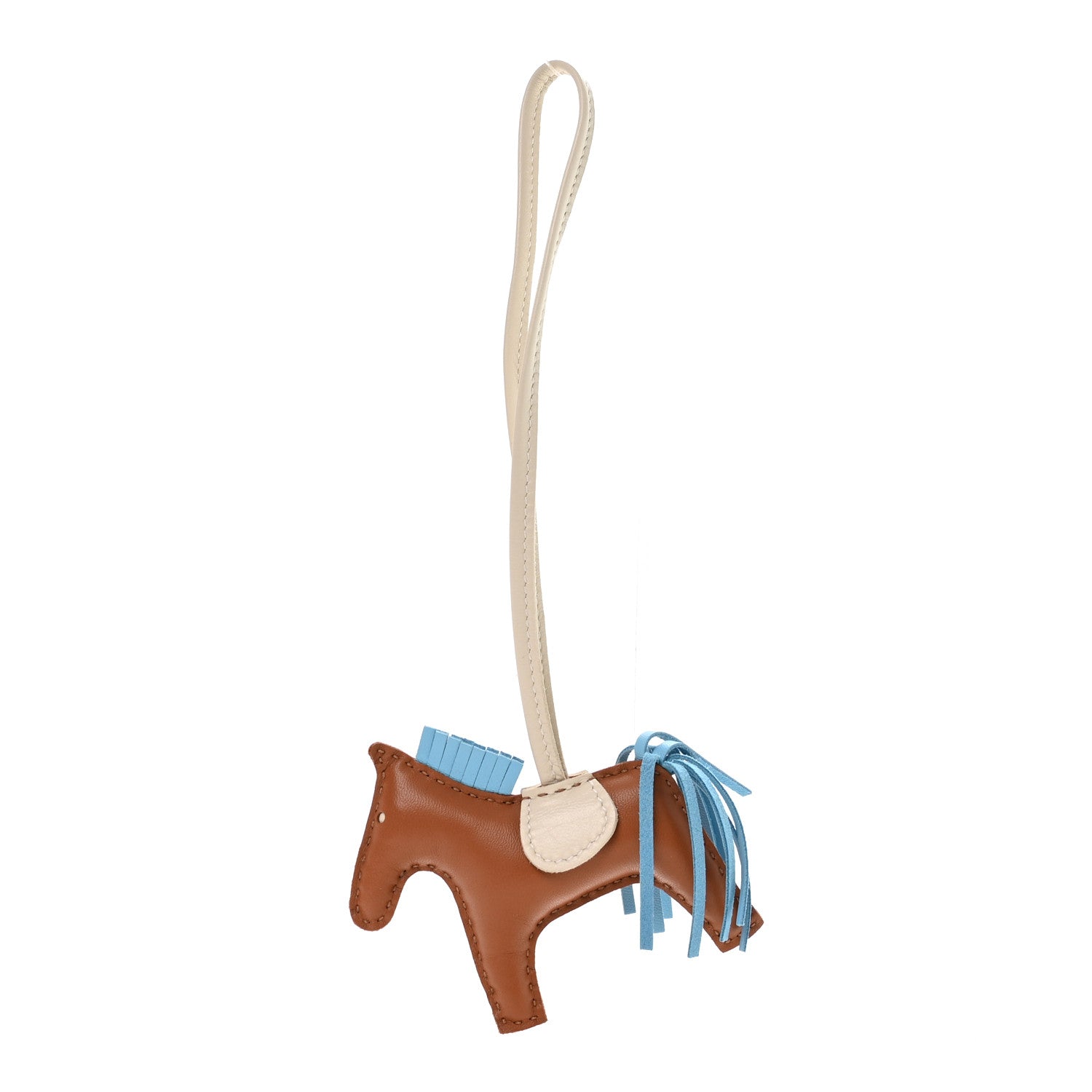 Hermes Milo Lambskin Grigri Rodeo Horse Bag Charm PM Sesame Craie Celeste 1 of 4