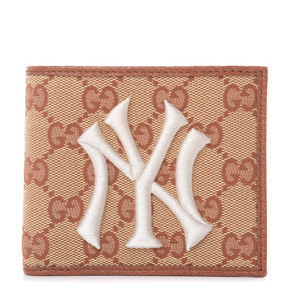 Gucci X MLB Monogram NY Yankees Bi-Fold Wallet Beige Ruggine Ivory 1 of 9