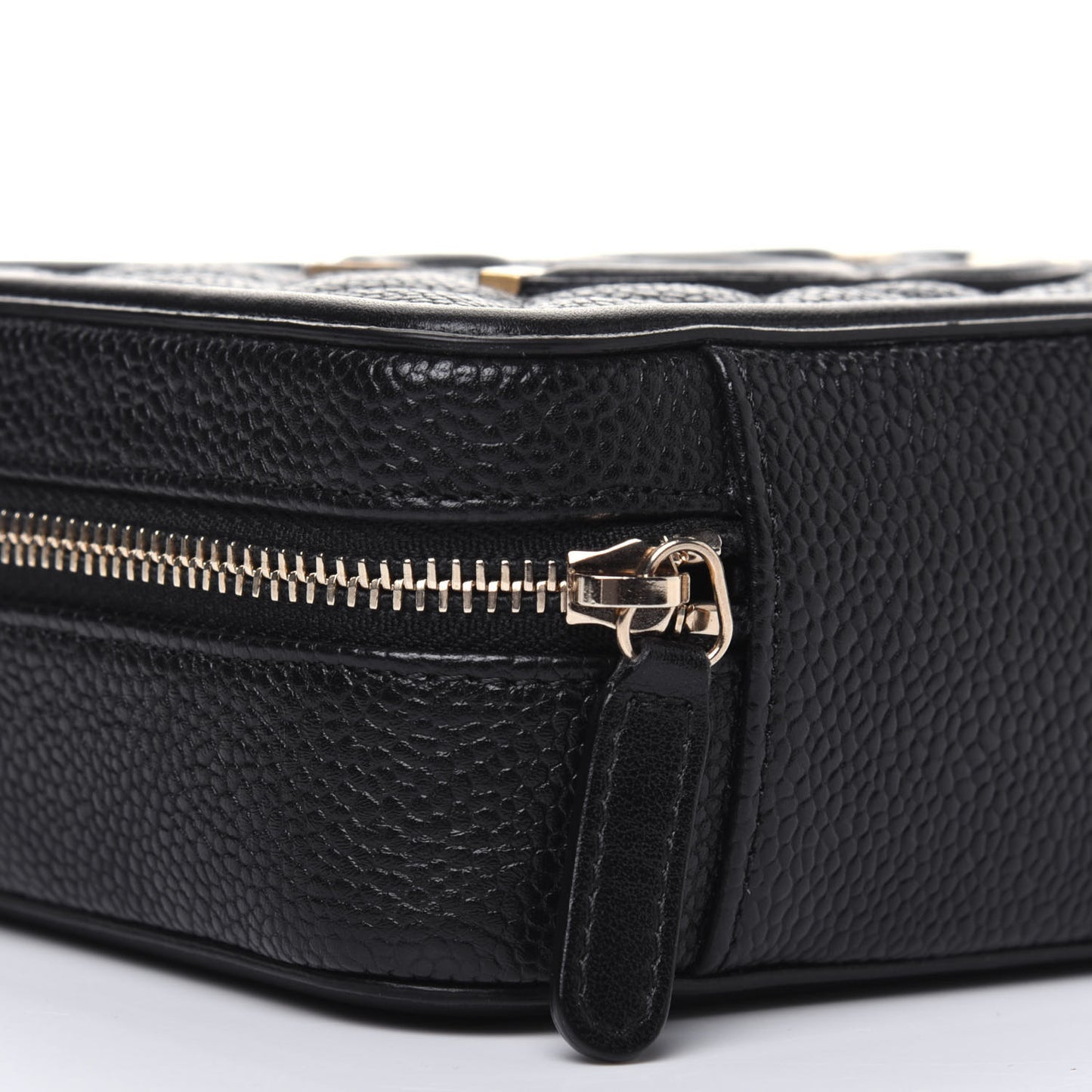 Caviar Quilted CC Filigree Vanity Clutch With Chain Black