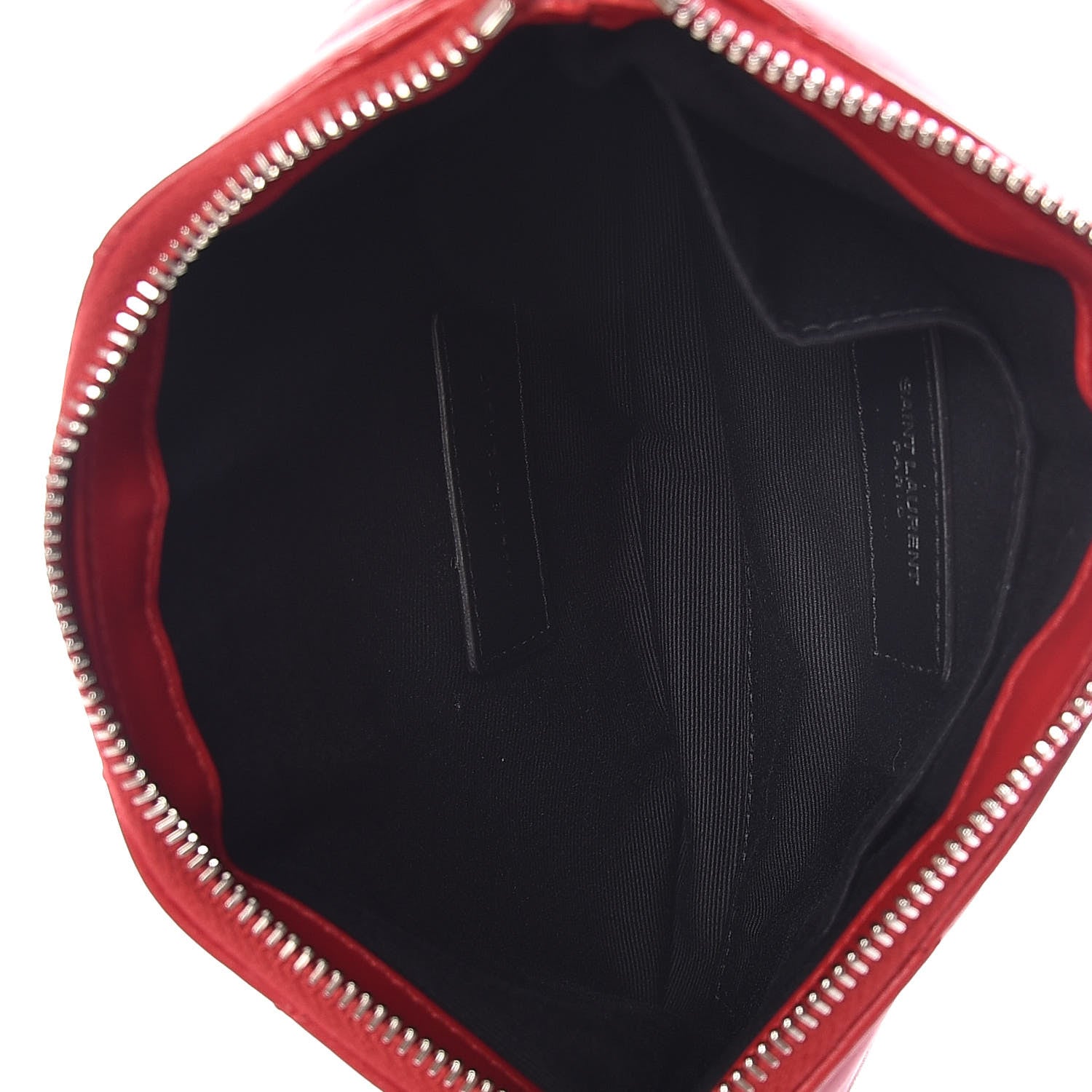 Saint Laurent Calfskin Matelasse Chevron Monogram Pouch Red 5 of 12