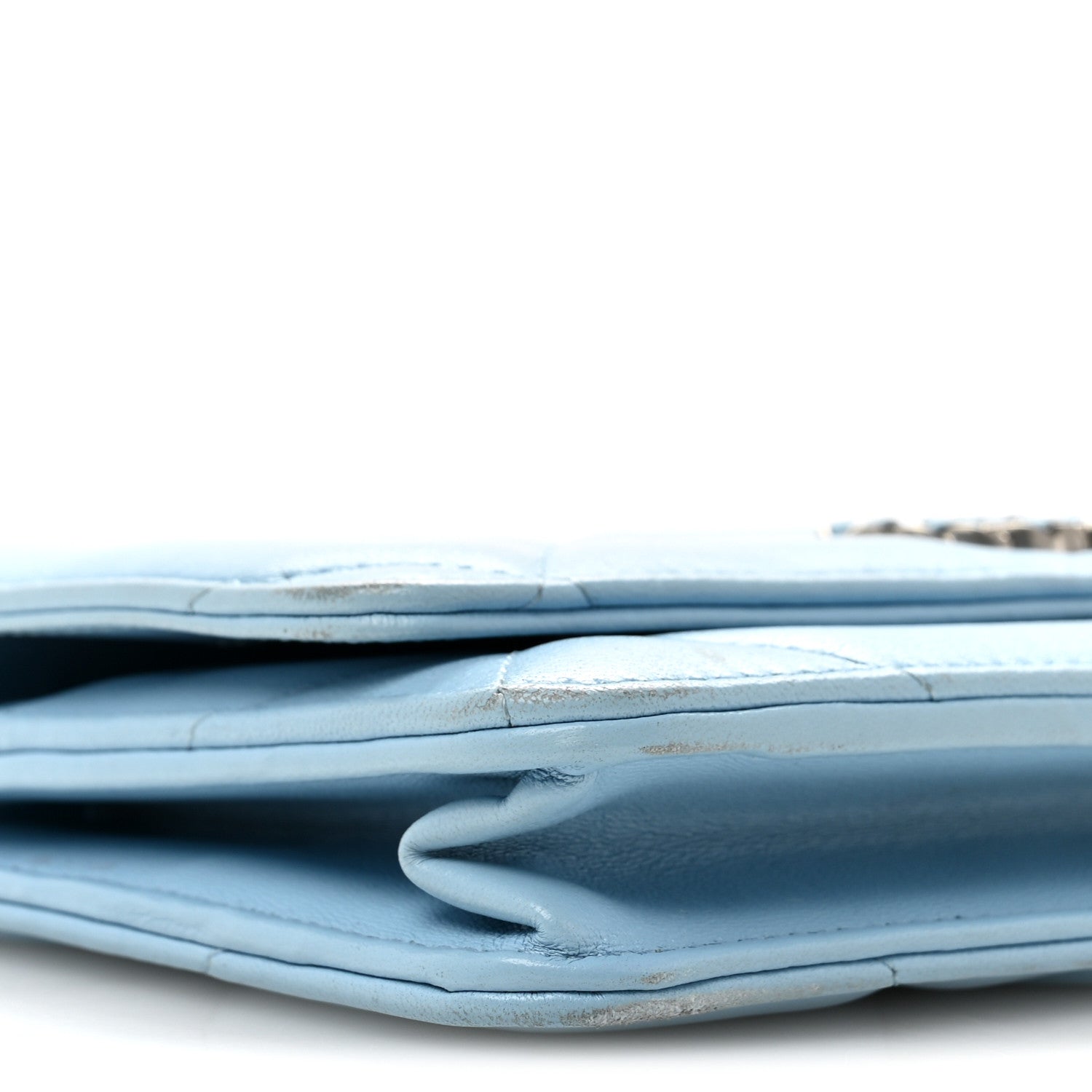 Chanel Lambskin Quilted Chanel 19 Wallet On Chain WOC Light Blue 10 of 15