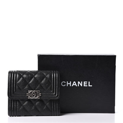 Chanel Caviar Quilted Compact Boy Wallet Black 9 of 9
