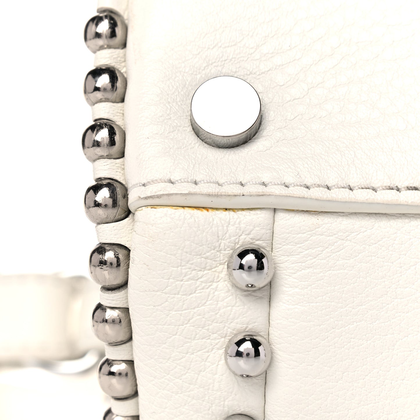 Calfskin Studded Mini Rockie White Rodium Hardware