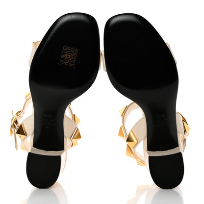 Valentino Garavani Calfskin Roman Stud 60mm Sandals 36.5 Light Ivory 5 of 9
