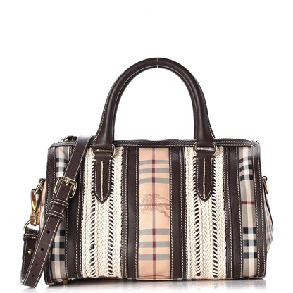 Burberry Haymarket Check Rope Medium Alchester Bowling Bag Chocolate 1 of 7