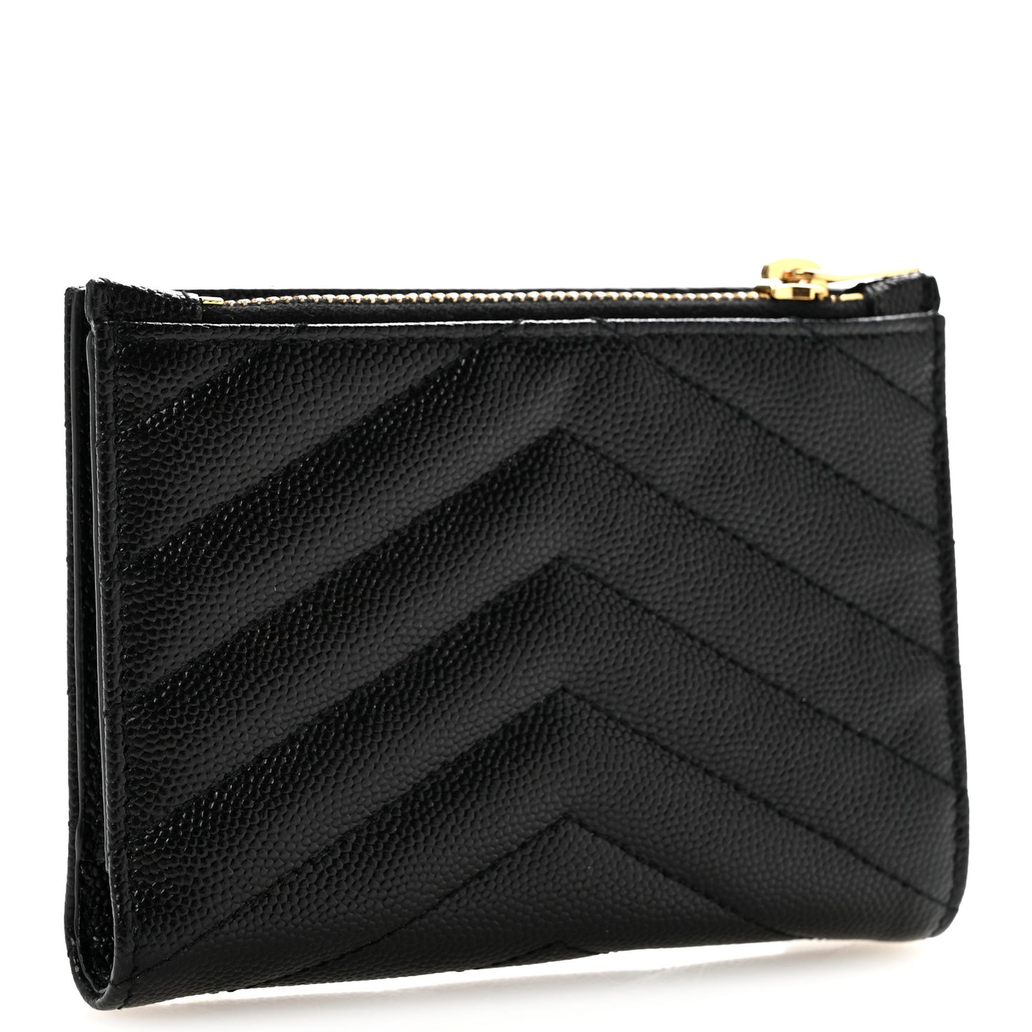 Grain De Poudre Matelasse Chevron Monogram Zipped Two-Part Wallet Black