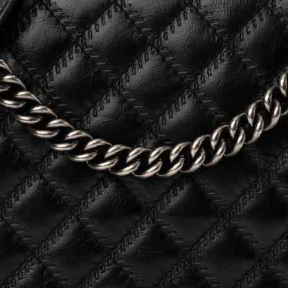 Chanel Calfskin Embossed Stitch Large Boy Flap Black 8 of 11