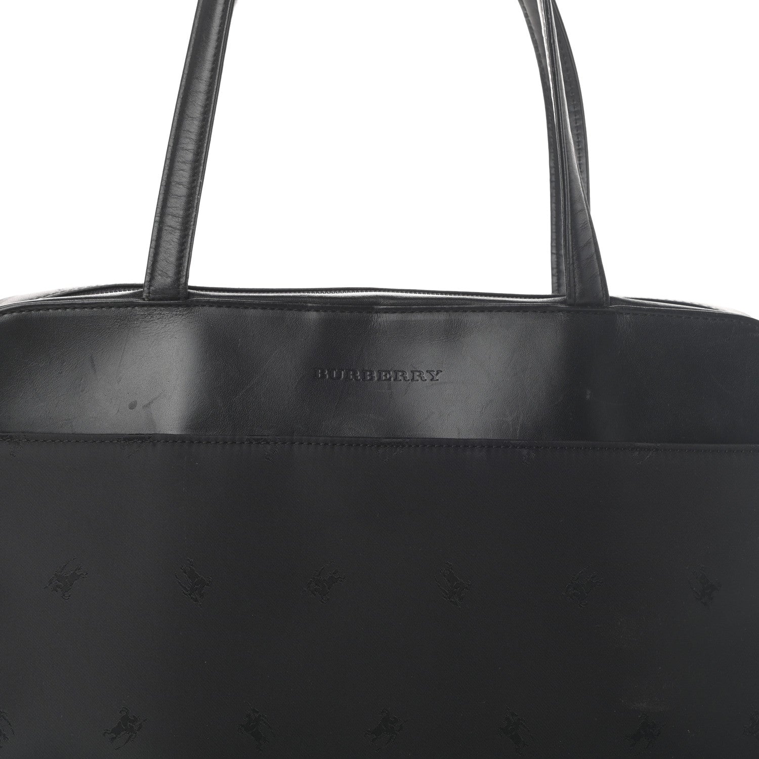 Burberry Calfskin Nylon Shoulder Bag Black 7 of 9