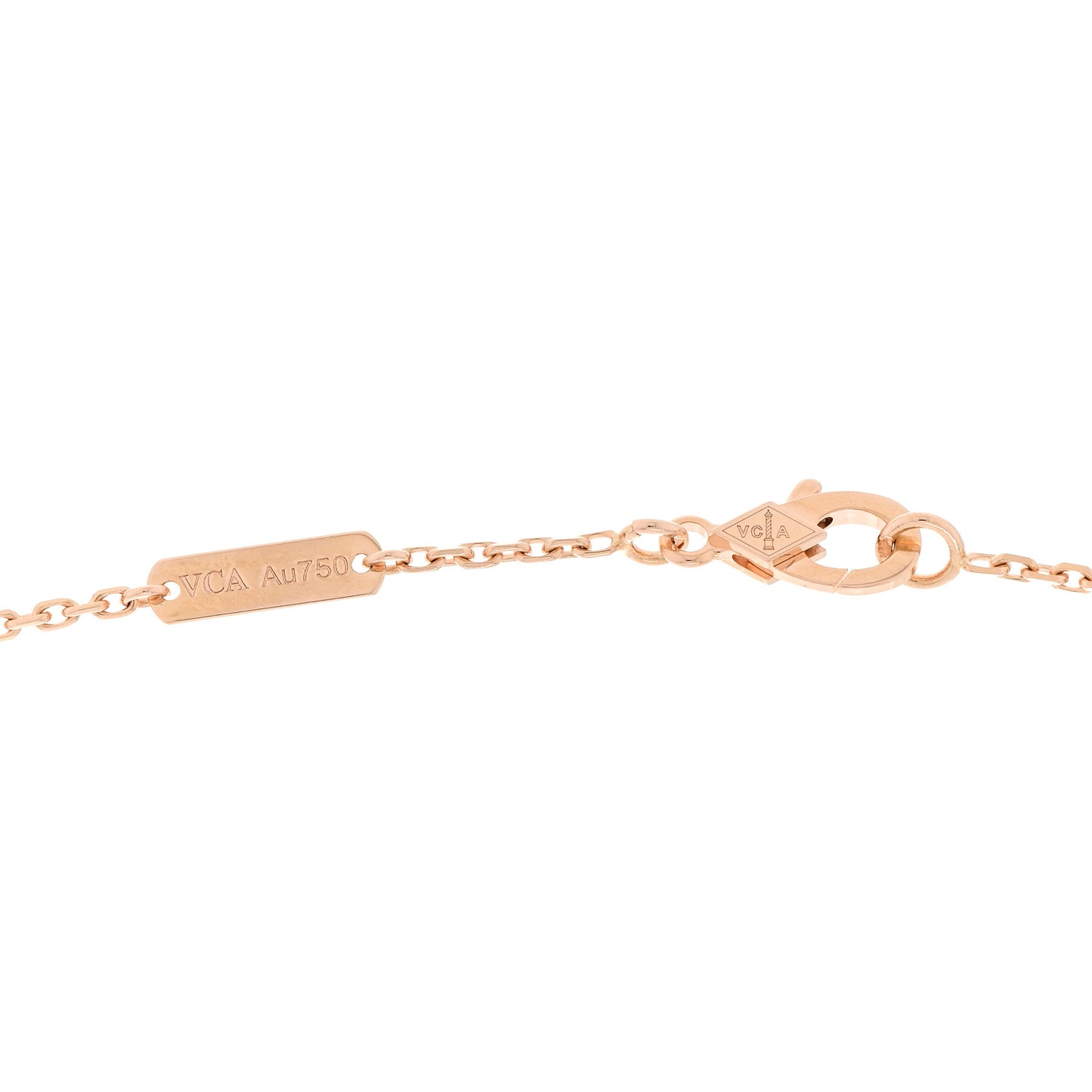 18K Rose Gold Gray Mother of Pearl Vintage Alhambra Pendant Necklace