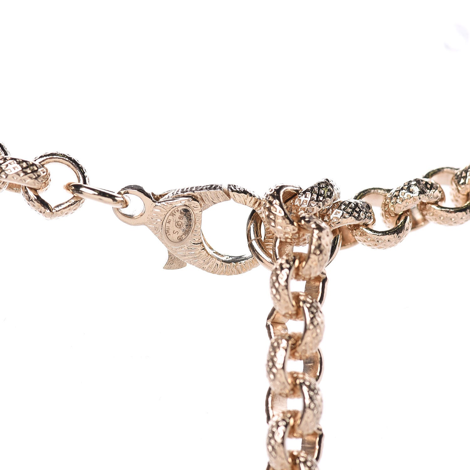 Chanel Metal Crystal Cha-Nel Logo Necklace Gold 5 of 5