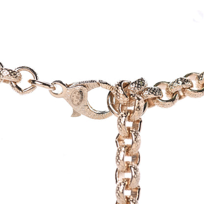 Chanel Metal Crystal Cha-Nel Logo Necklace Gold 5 of 5