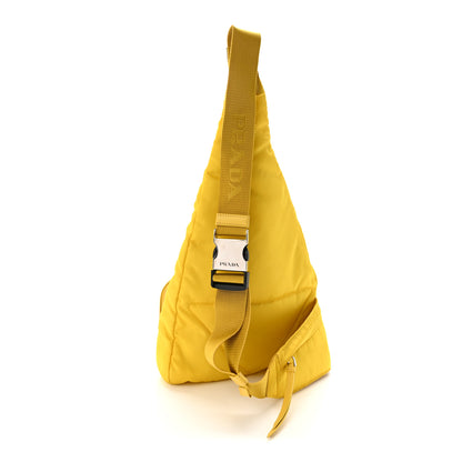 Prada Re-Nylon Vitello Metal Triangle Logo Sling Backpack Giallo 3 of 11
