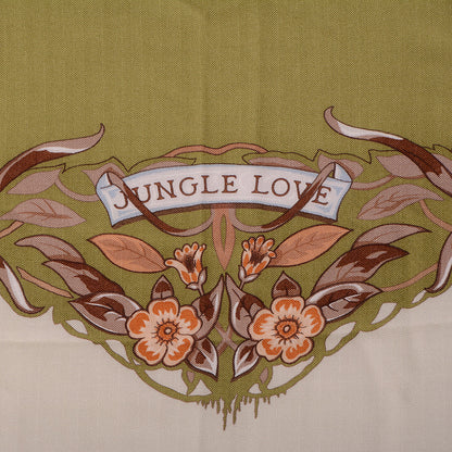 Hermes Cashmere Silk Jungle Love Scarf Green 140 3 of 6