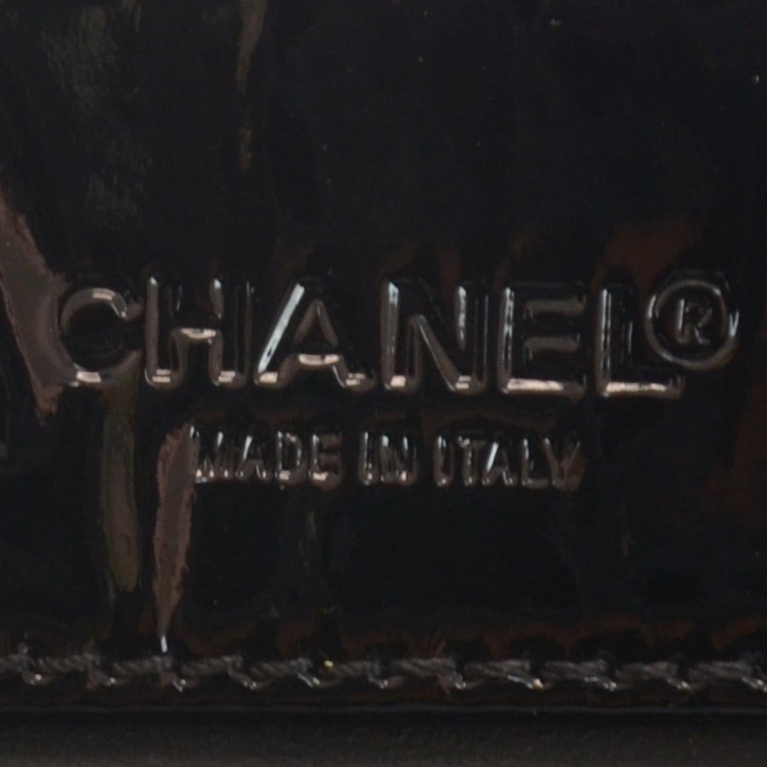 Chanel Patent Perforated CC Shopping Tote Black 7 of 9
