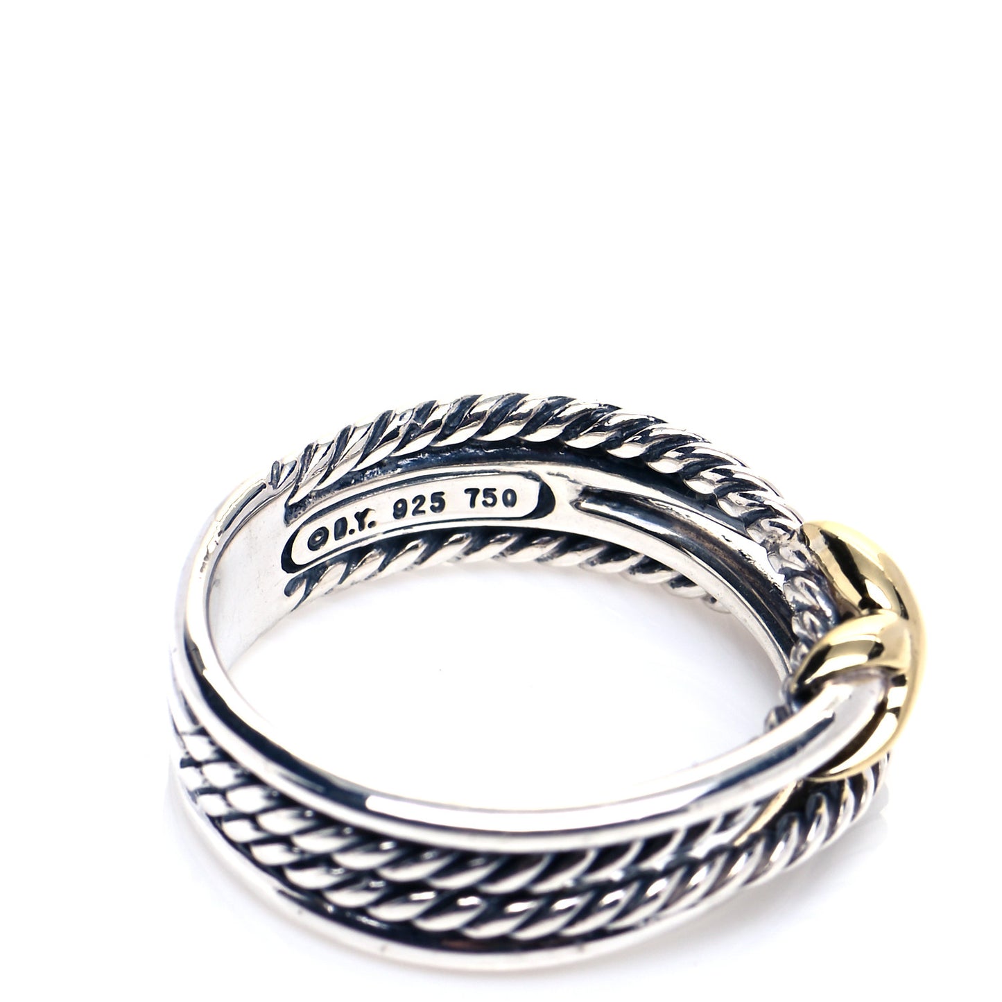 Sterling Silver 18K Yellow Gold 6mm X Crossover Ring 54 7