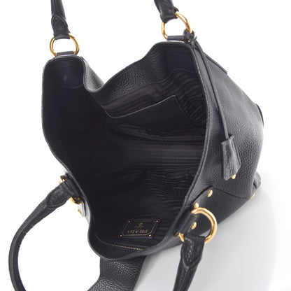 Prada Vitello Daino Pushlock Tote Black 5 of 14