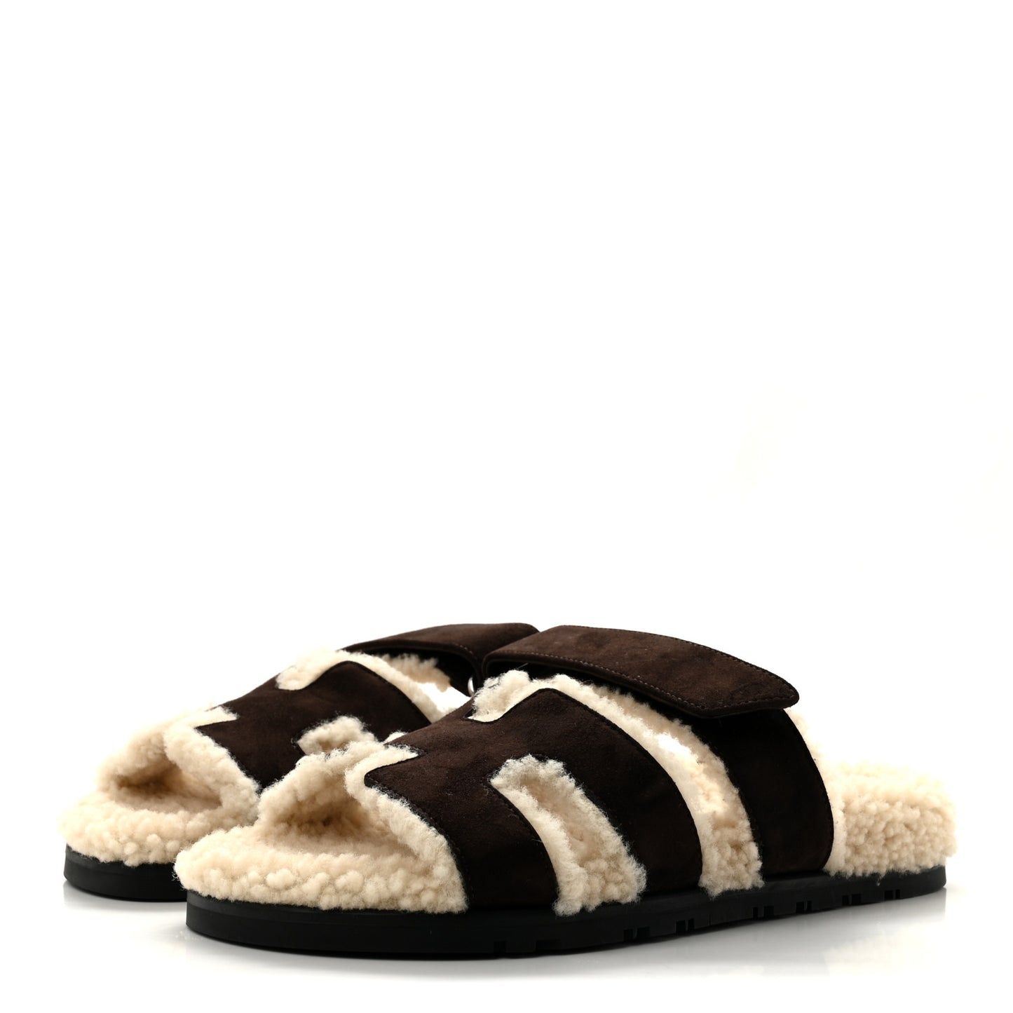 Suede Goatskin Woolskin Womens Chypre Sandals 37.5 Marron Ebene