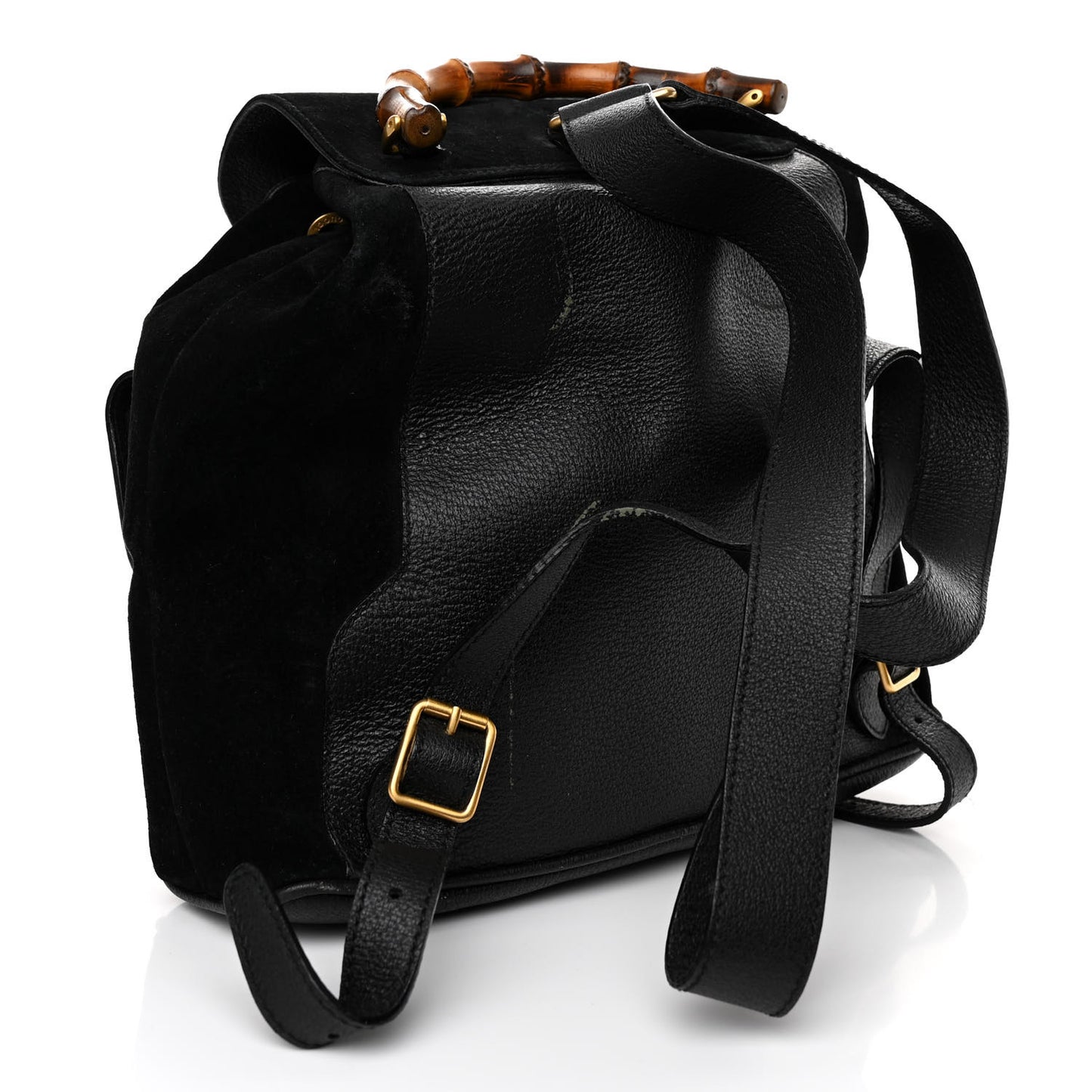 Suede Calfskin Bamboo Backpack Black